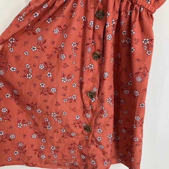 Streetwear Society Peach Floral Tank Top Casual summer buttoned mini dress S - Picture 6 of 15